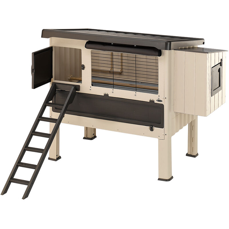 foto del prodotto happy farm 120 casetta per galline in plastica. variante happy farm 120 misure 140 x 139 x h 110 cm ferplast