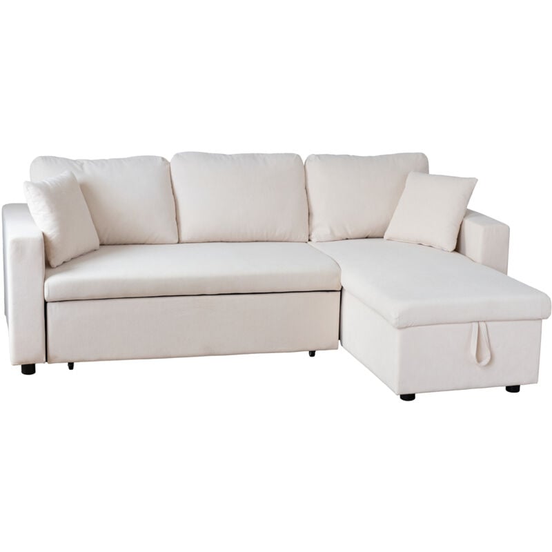 foto del prodotto happy garden clark divano letto angolare a 3 posti in velluto a coste beige