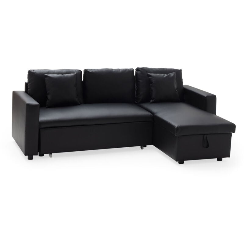 foto del prodotto happy garden clark divano letto angolare a 3 posti, nero