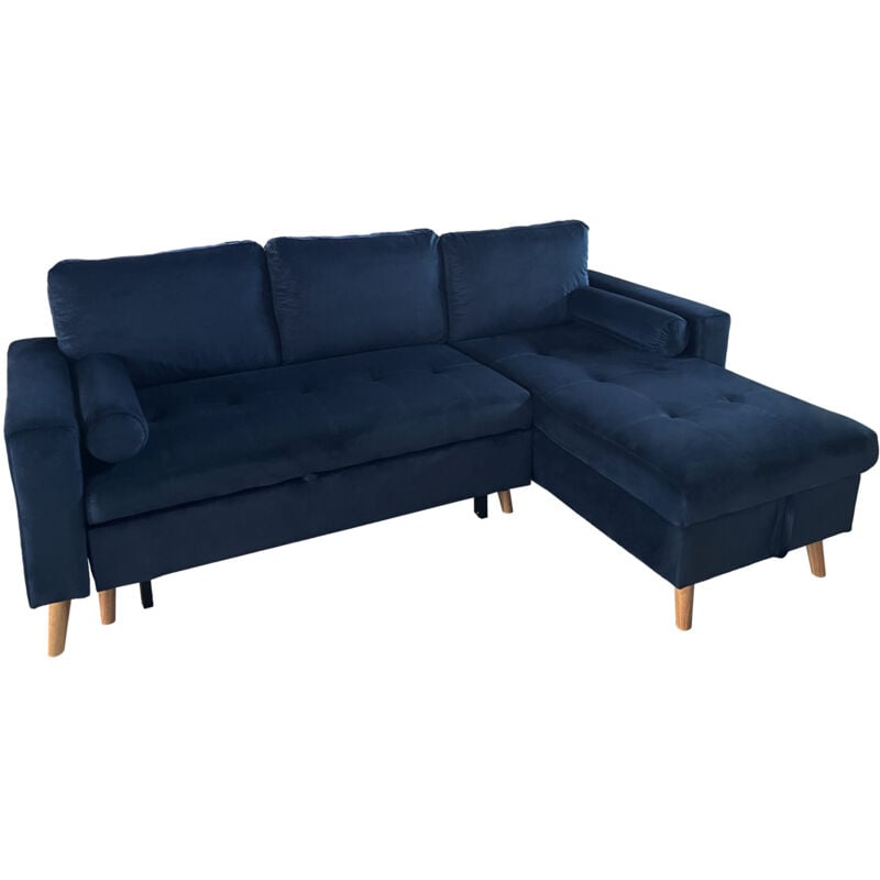 foto del prodotto happy garden james divano letto angolare a 3 posti in velluto blu