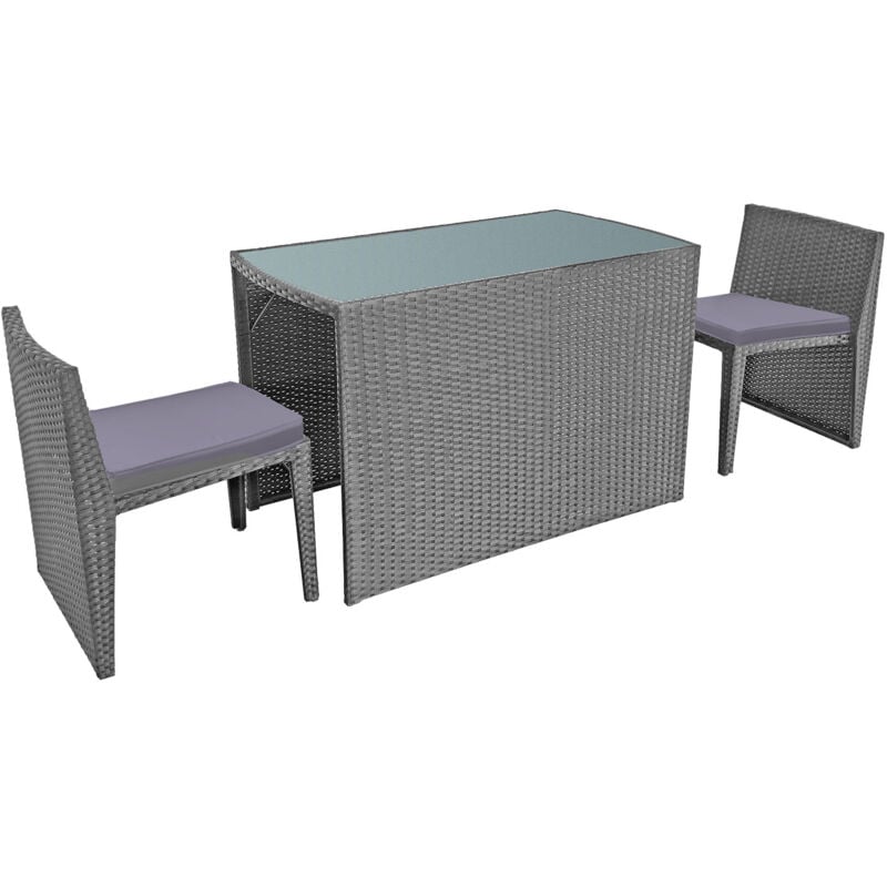 foto del prodotto happy garden mobili da giardino da incasso in resina intrecciata santorin grigio per 2 persone cuscini grigi