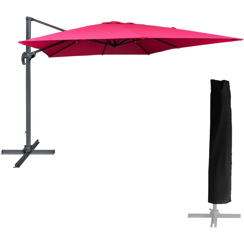 foto del prodotto happy garden ombrello offset molokai quadrato 3x3m fucsia copertura