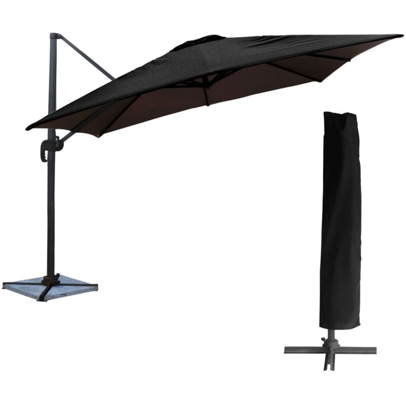 foto del prodotto happy garden ombrello offset molokai quadrato 3x3m nero copertura
