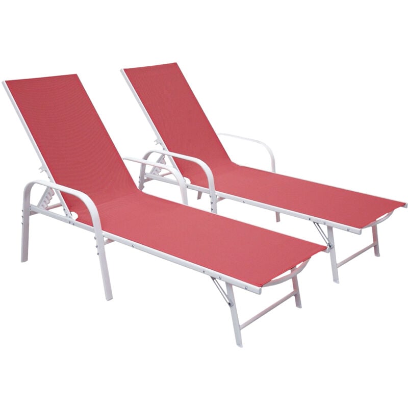 foto del prodotto happy garden set di 2 lettini sardinia in textilene rosa struttura bianca
