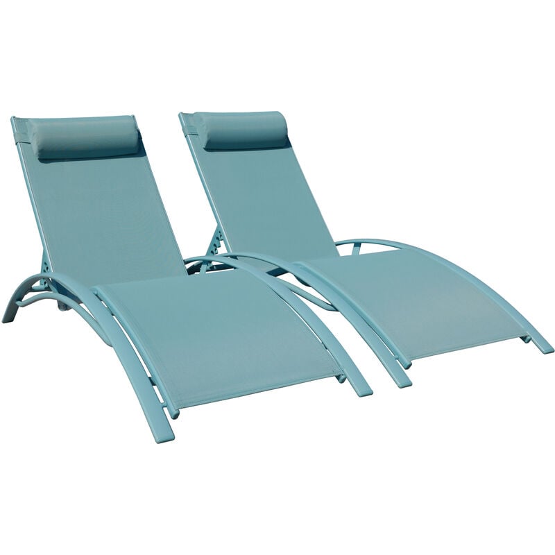 foto del prodotto happy garden set di 2 sedie a sdraio galapagos in textilene azzurro alluminio azzurro