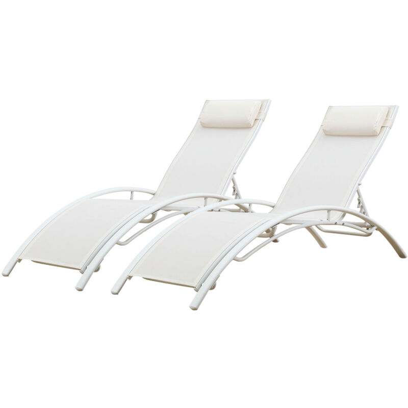 foto del prodotto happy garden set di 2 sedie a sdraio galapagos in textilene bianco alluminio bianco
