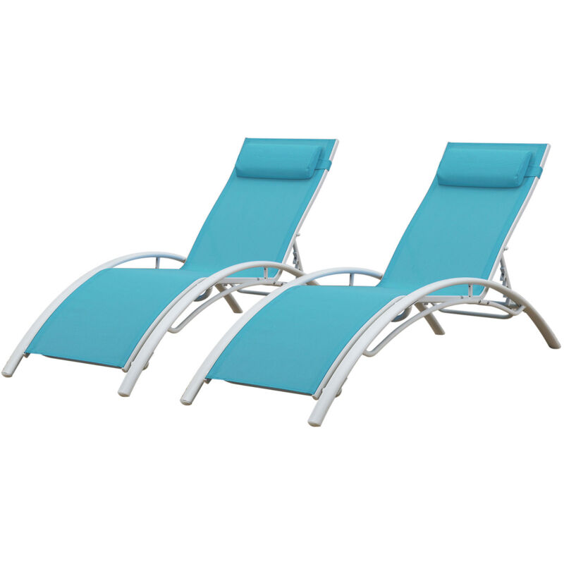 foto del prodotto happy garden set di 2 sedie a sdraio galapagos in textilene blu alluminio bianco