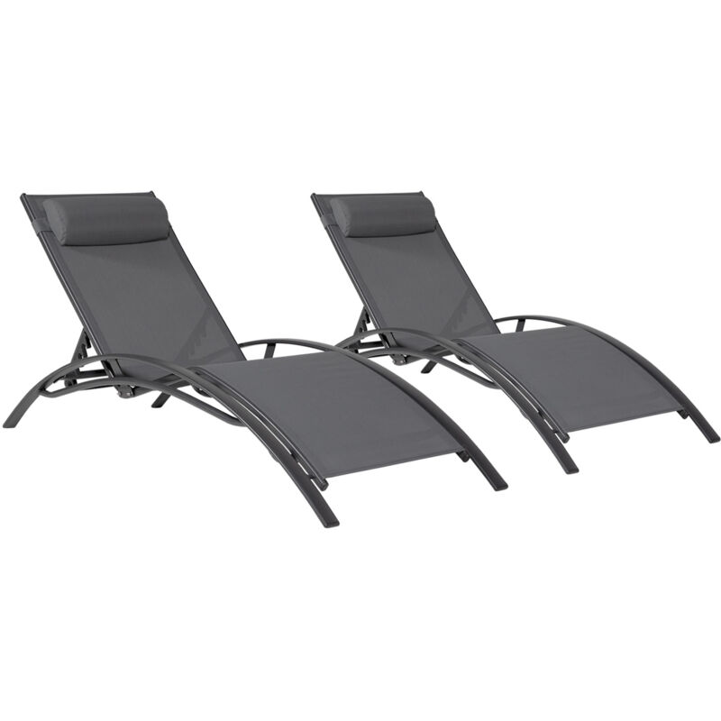 foto del prodotto happy garden set di 2 sedie a sdraio galapagos in textilene grigio alluminio grigio antracite