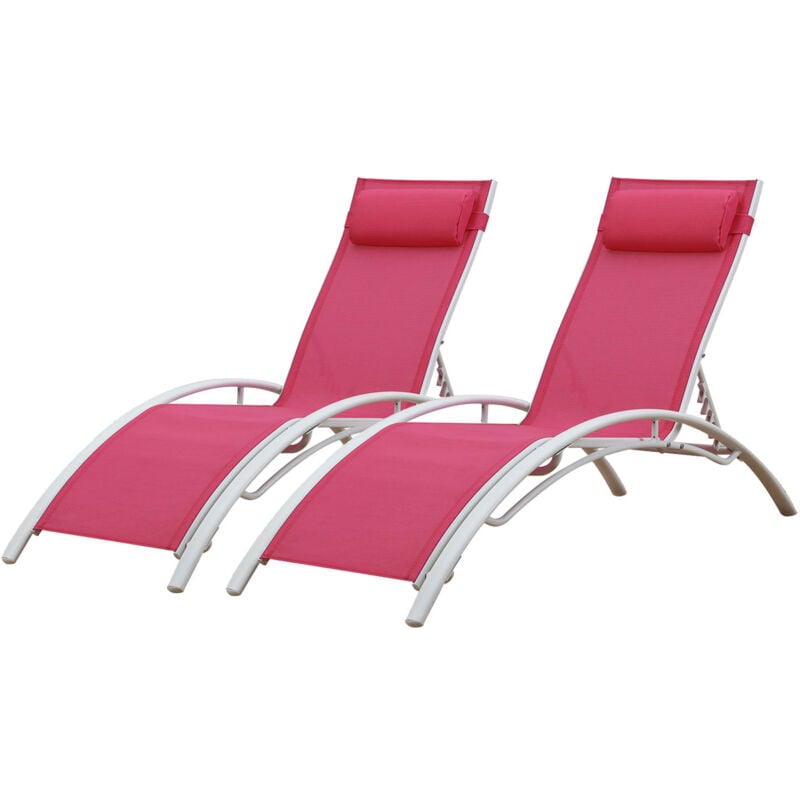 foto del prodotto happy garden set di 2 sedie a sdraio galapagos in textilene rosa alluminio bianco