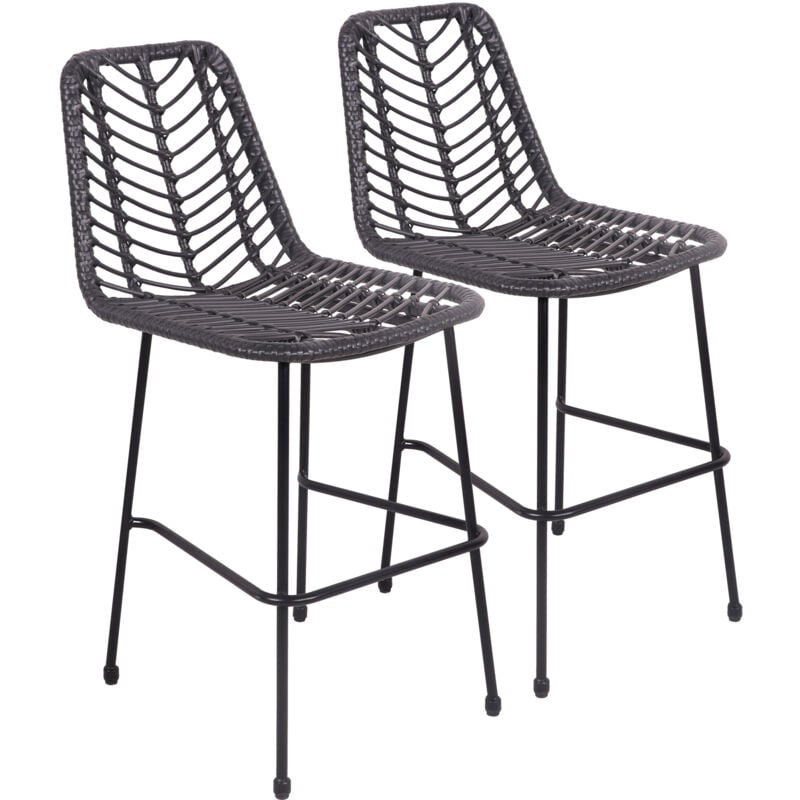 foto del prodotto happy garden set di 2 sgabelli da bar in rattan sintetico nero oka