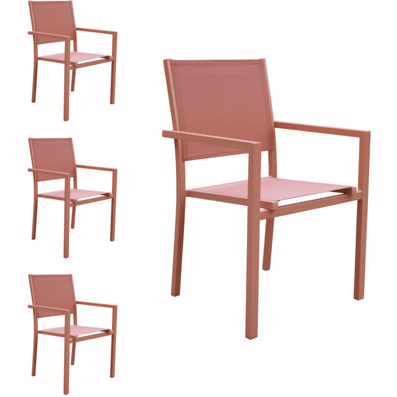 foto del prodotto happy garden set di 4 sedie in alluminio terracotta textil ne terracotta