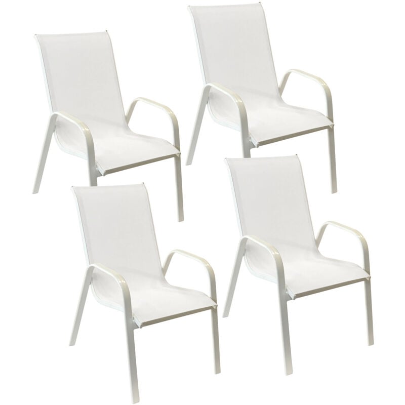 foto del prodotto happy garden set di 4 sedie marbella in textilene bianco alluminio bianco
