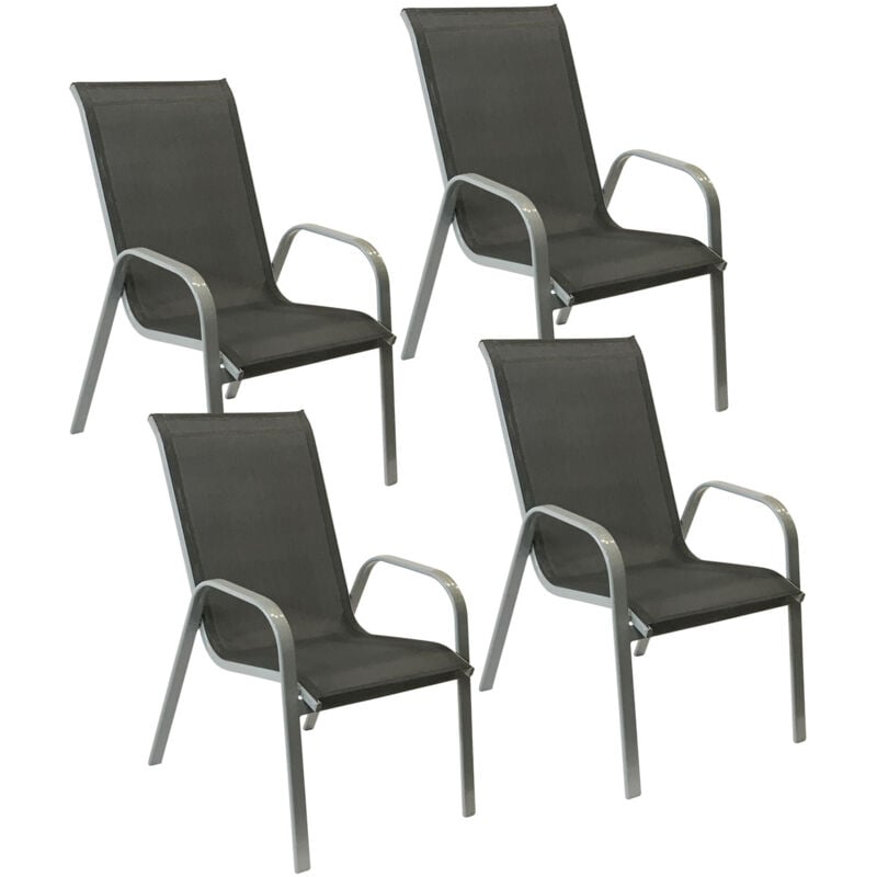 foto del prodotto happy garden set di 4 sedie marbella in textilene grigio alluminio grigio