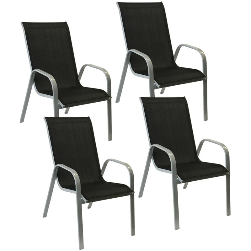 foto del prodotto happy garden set di 4 sedie marbella in textilene nero alluminio grigio