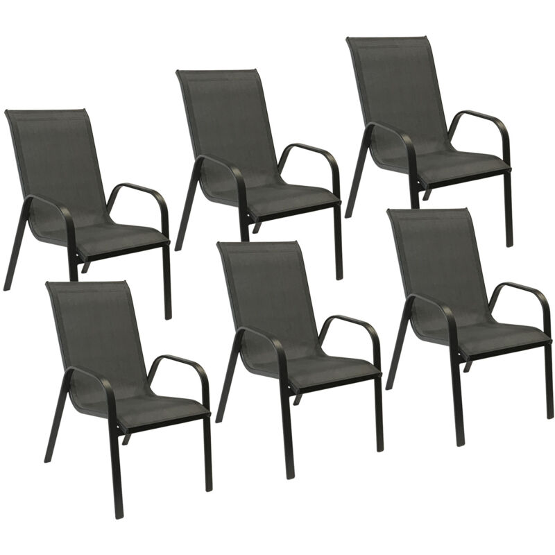 foto del prodotto happy garden set di 6 sedie marbella in textilene grigio alluminio grigio antracite