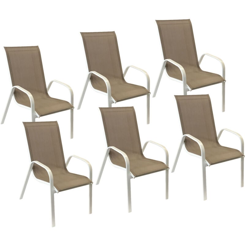 foto del prodotto happy garden set di 6 sedie marbella in textilene tortora alluminio bianco