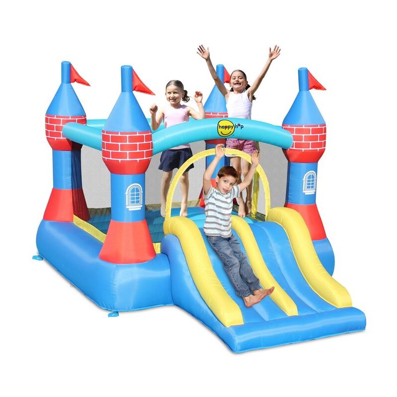foto del prodotto happy hop castello gonfiabile grande scivolo doppio gioco per bambini tappeto saltarello