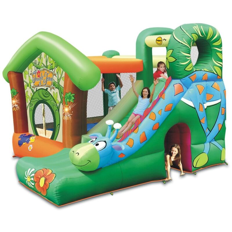 foto del prodotto happy hop gonfiabile per bambini con scivolo motore elettrico saltarello castello