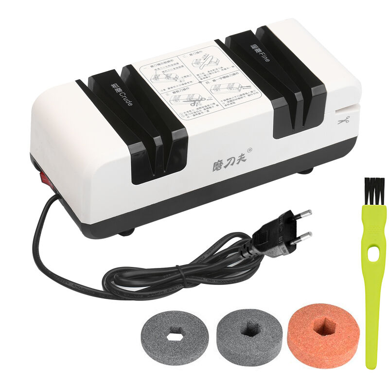 foto del prodotto happyshopping affilacoltelli elettrico, affilacoltelli automatici, con smusso a 15 gradi scanalature grossolane e fini, per forbici a lama