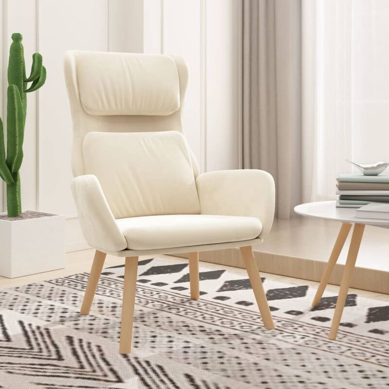 foto del prodotto happyshopping furniture limited sedia relax bianco crema velluto