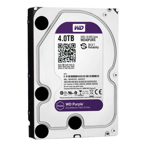 foto del prodotto hard disk 3,5 western digital purple 4tb sata3 64mb wd40purx videosorveglianza