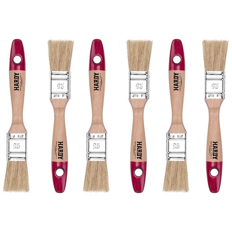 foto del prodotto hardy working tools flachpinsel-set 6-teilig, 6 st ck 25 mm breite, malerpinsel set mit holzgriff, lackpinsel serie 36, 6pcs, pinselset a0200-360610