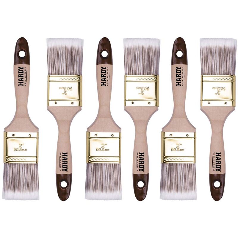 foto del prodotto hardy working tools pennellesse set 6 sezioni, 6 pezzi 50 mm larghezza, pennello set con manico in legno, pennello di verniciatura serie 45, 6pcs,