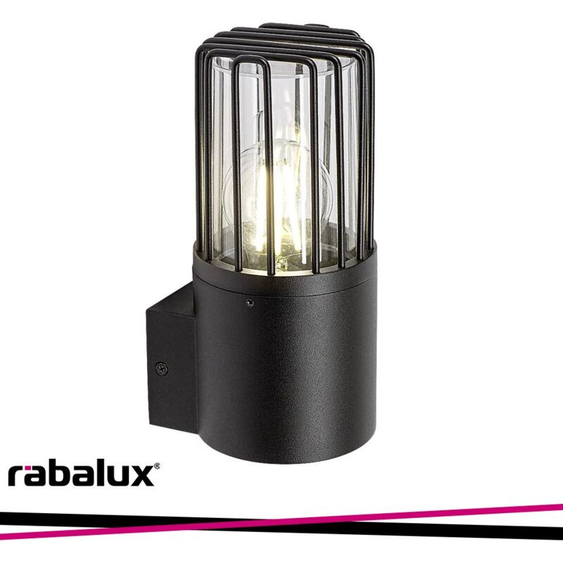 foto del prodotto haren, outdoor wall lamp, black aluminium lamp with transpar