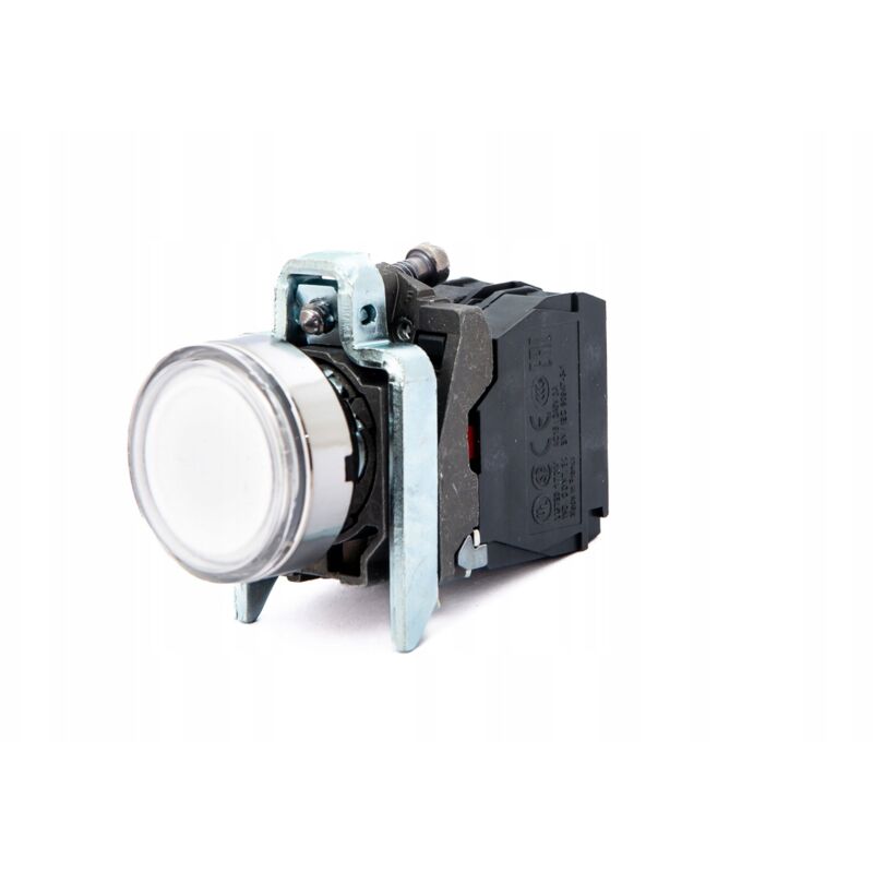 foto del prodotto harmony xb4 pulsante in metallo, piatto, bianco, retroilluminato a led 24v, na nc