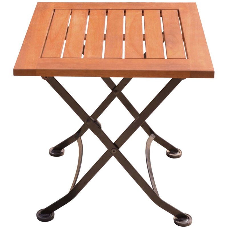 foto del prodotto harms tavolino pieghevole tavolo da campeggio tavolo da balcone lunghezza 45 cm legno di eucalipto pieghevole, metallo marrone, h 45 cm, balcone da