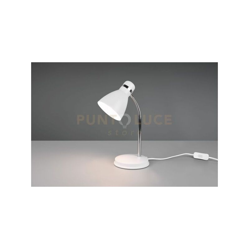 foto del prodotto harvey lampada da studio da tavolo metallo bianco e cromato flessibile h. 33cm 1 luce attacco e27