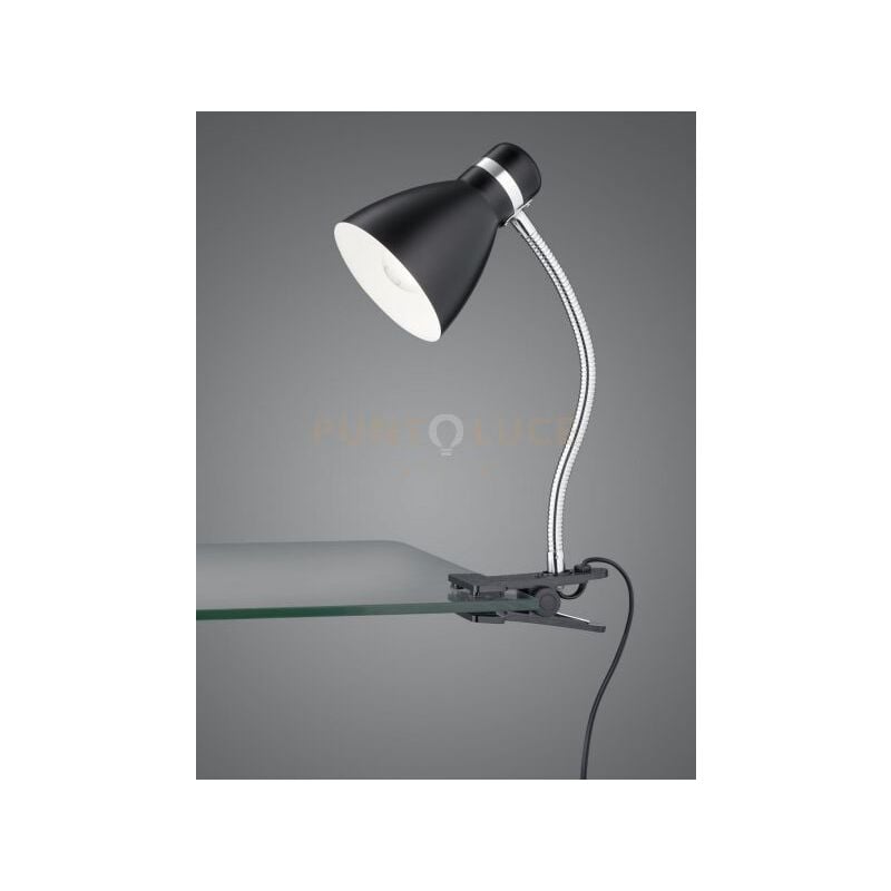 foto del prodotto harvey lampada da studio flessibile con pinza metallo nero e cromo h. 36cm 1 luce attaco e27