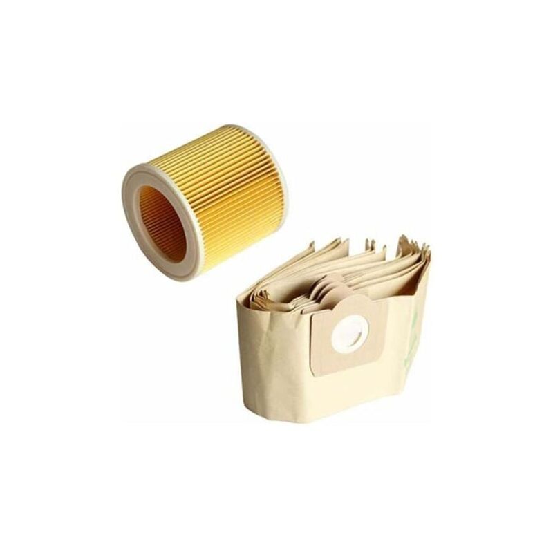 foto del prodotto haude confezione da 5 sacchetti per la polvere 1 e filtri a cartuccia per aspirapolvere wd3 premium 3.300 m 3.200 wd3.500 p 6.959 130