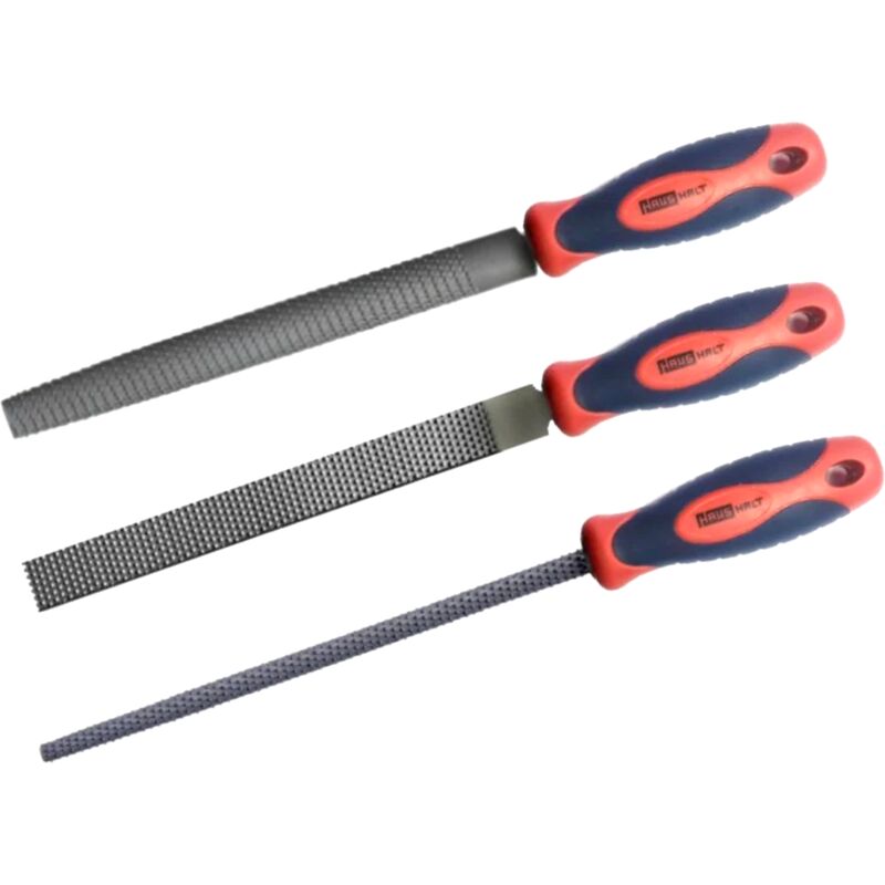 foto del prodotto haushalt set di lime in metallo in 3 parti, 200 mm, piatte, semitonde, rotonde, con impugnatura ergonomica in gomma antiscivolo 000040134806 