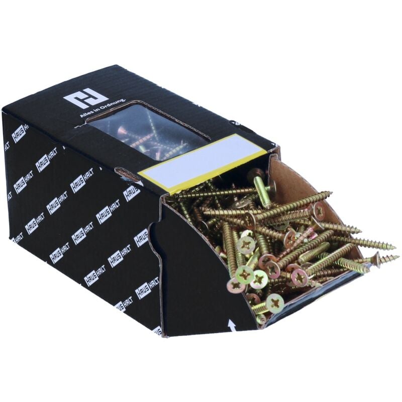 immagine 0 del prodotto haushalt vite universale per legno 5,0x25mm pz2 zincato giallo pozidriv a croce testa svasata filettatura intera 2000 pz. 4x