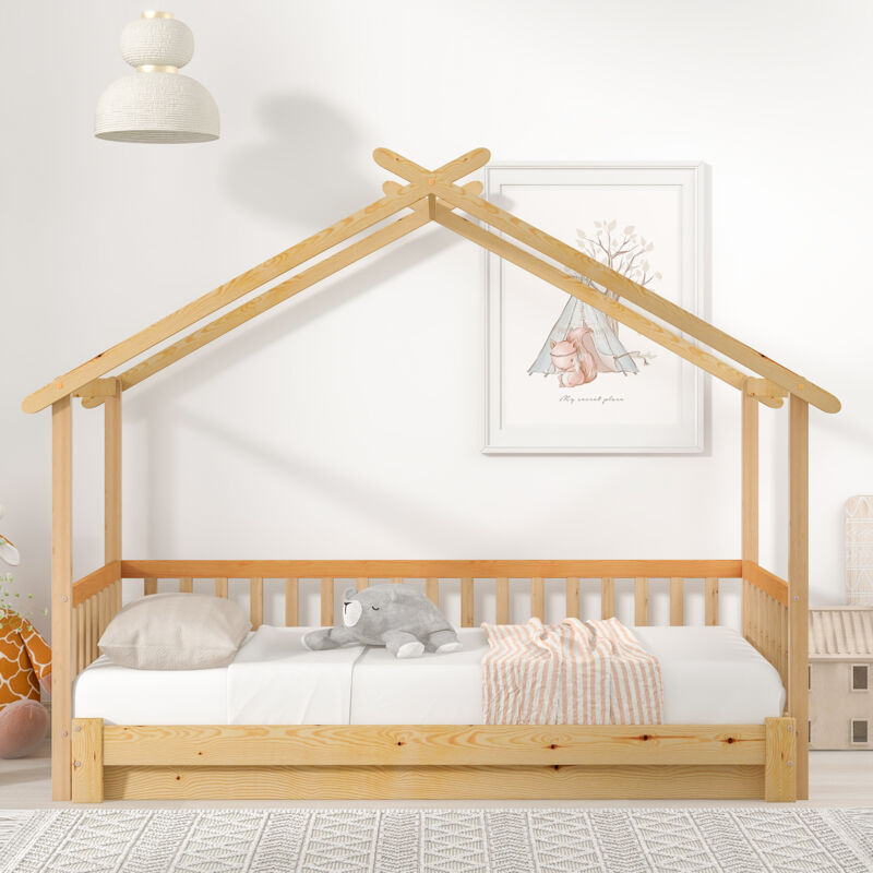 foto del prodotto hauss spole letto a cabina allungabile, 200 x 90 cm, letto singolo e letto matrimoniale, in legno, naturale