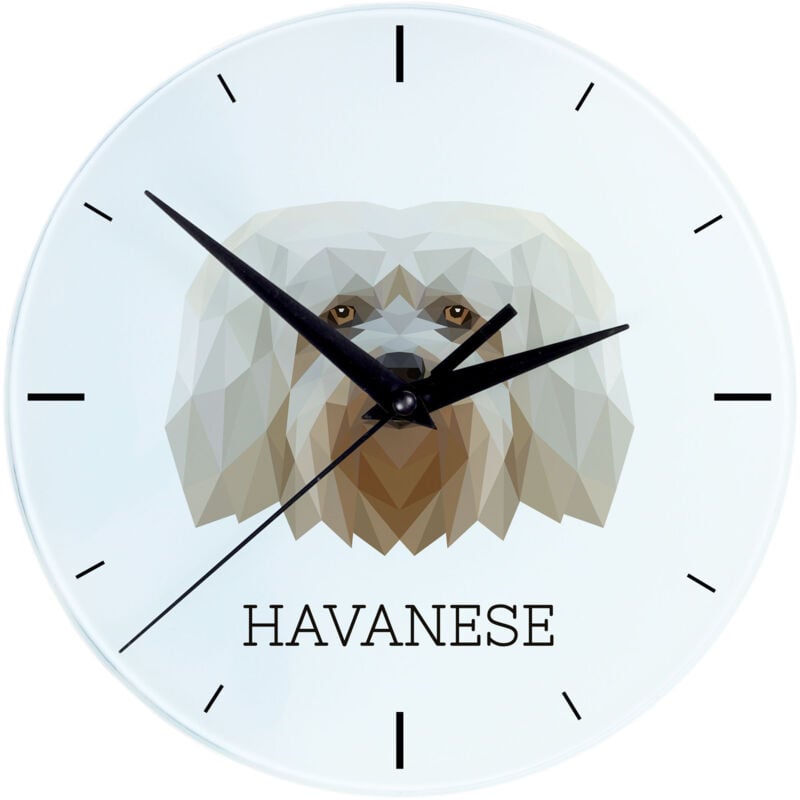 foto del prodotto havanese orologio da parete geometrico con foto e iscrizione di art dog