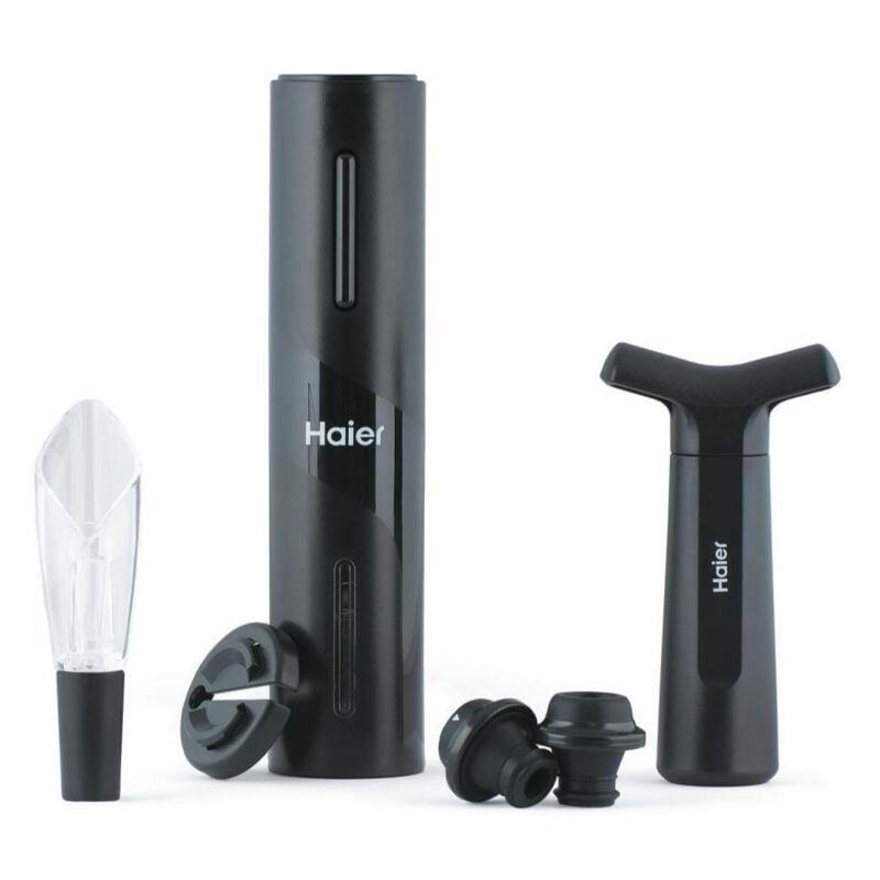 foto del prodotto hawukit06 set da vino elettrico ricaricabile, include aeratore e salvagocce a tulipano, apribottiglie con ricarica usb, tagliacapsule, pompetta per