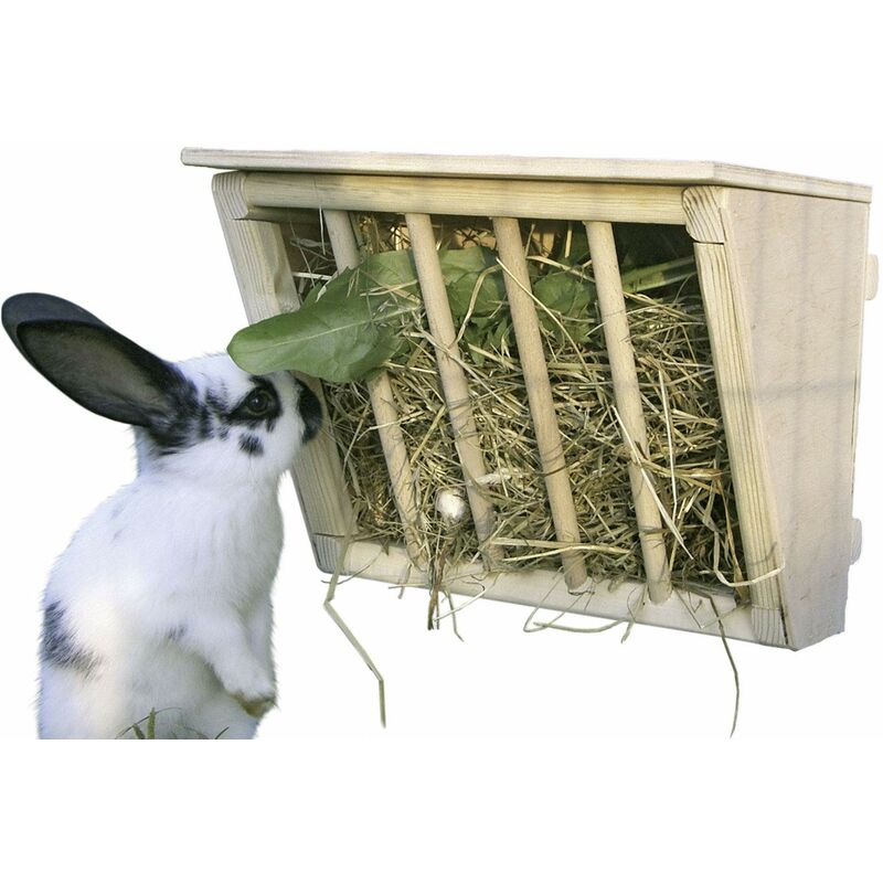 foto del prodotto hay rack con sedile in legno, 25 x 17 x 20 cm