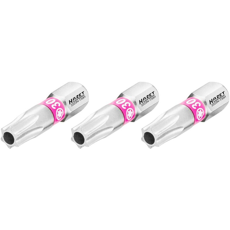 foto del prodotto hazet bit 2223n t30h 3 attacco esagonale, massiccio, 1 4 di pollice 6,3 mm profilo torx tamper resistant 3 pezzi ac t30h