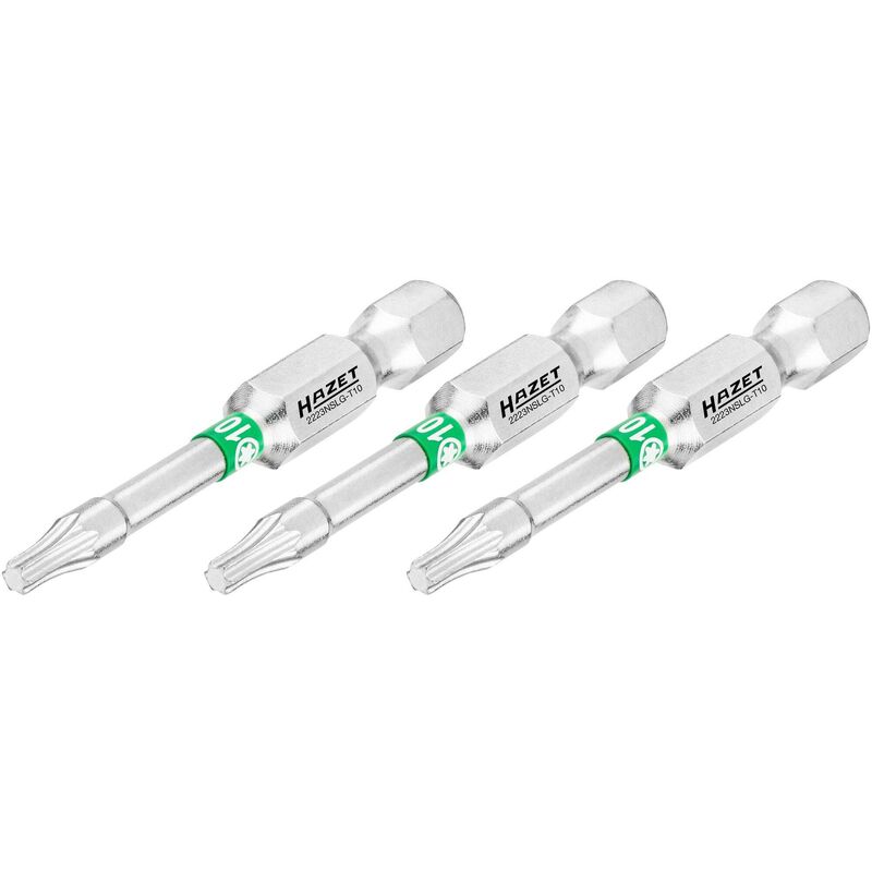 foto del prodotto hazet bit 2223nslg t10 3 attacco esagonale, massiccio, 1 4 di pollice 6,3 mm profilo interno torx 3 pezzi ac t10