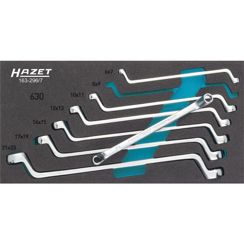 foto del prodotto hazet serie di chiavi a doppio anello 163 296 7 profilo trazione con doppio esagono esterno 7 pezzi 6 x 7 8 x 9 10 x 11 12 x 13 14 x