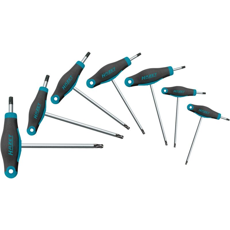 foto del prodotto hazet serie di giraviti con impugnatura a t 829kkt 7 profilo interno torx 7 pezzi t9 t10 t15 t20 t25 t30 t40