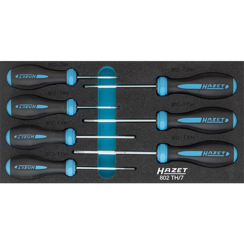 foto del prodotto hazet serie di giraviti hexanamic 802th 7 profilo torx tamper resistant 7 pezzi t8 h t30 h