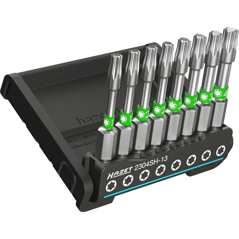 foto del prodotto hazet smartholder con 8 bit lungo 2304sh 13 attacco esagonale, massiccio, 1 4 di pollice 6,3 mm profilo interno torx 8 pezzi t10 t40