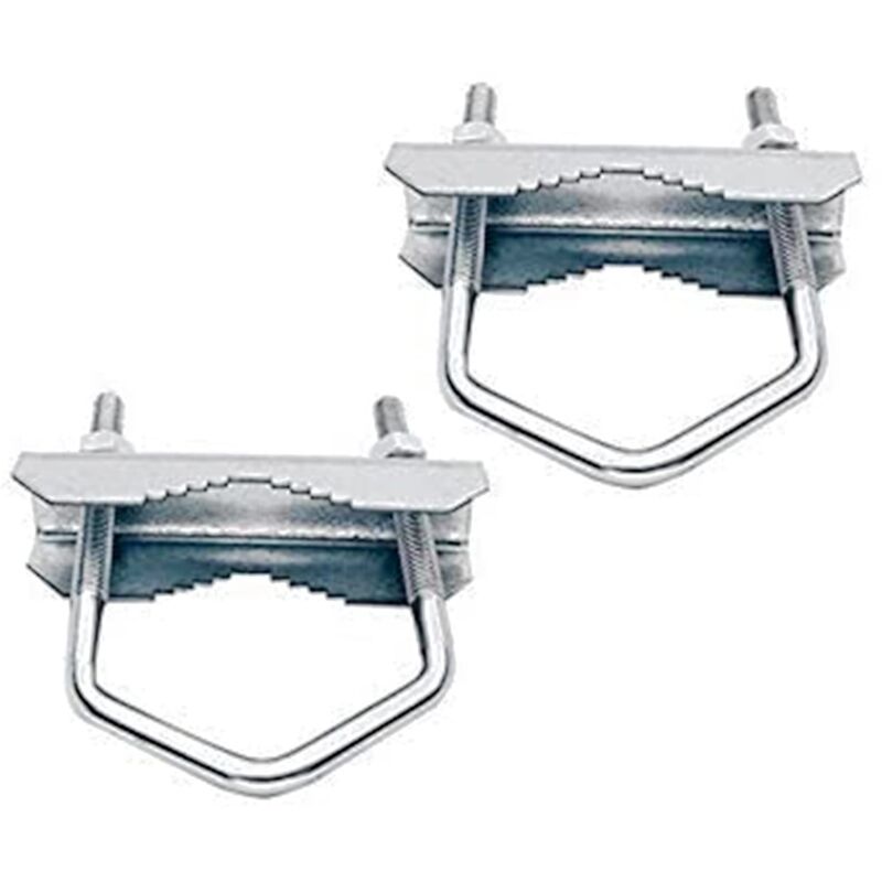 foto del prodotto hd line flangia di staffa, 110 mm, con ganascia per fissaggio di parabola e antenna su palo, colore grigio, set di 2 pezzi