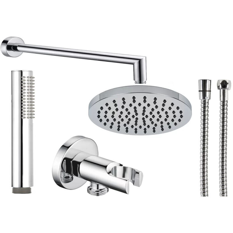 foto del prodotto hdcasa kit doccia rotondo con soffione e braccio cromato diam. 20