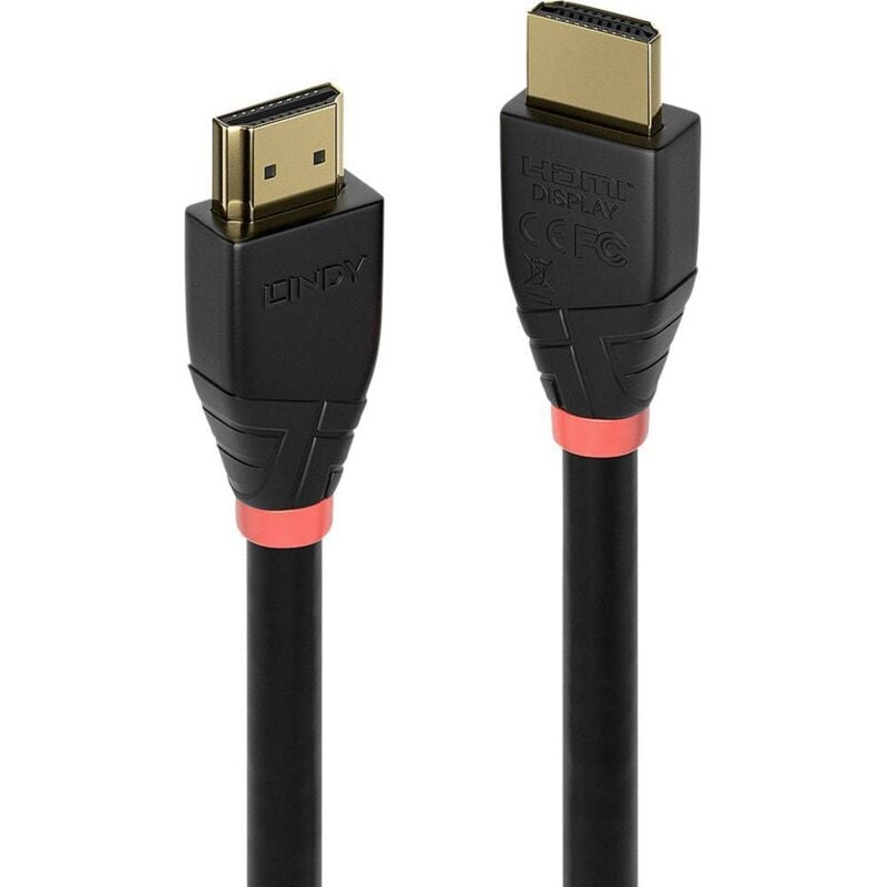 foto del prodotto hdmi cavo spina hdmi-a, spina hdmi-a 10.00 m nero 41071 uhd 4k,, contatti connettore dorati cavo hdmi - lindy