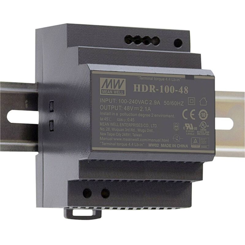 foto del prodotto hdr-100-12n alimentatore per guida din 12 v dc 7.5 a 90 w num. uscite 1 x contenuto 1 pz. - mean well