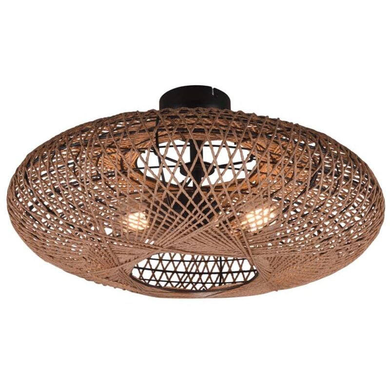 foto del prodotto hedda plafoniera in fibra sisal marrone con montatura nera d. 52cm